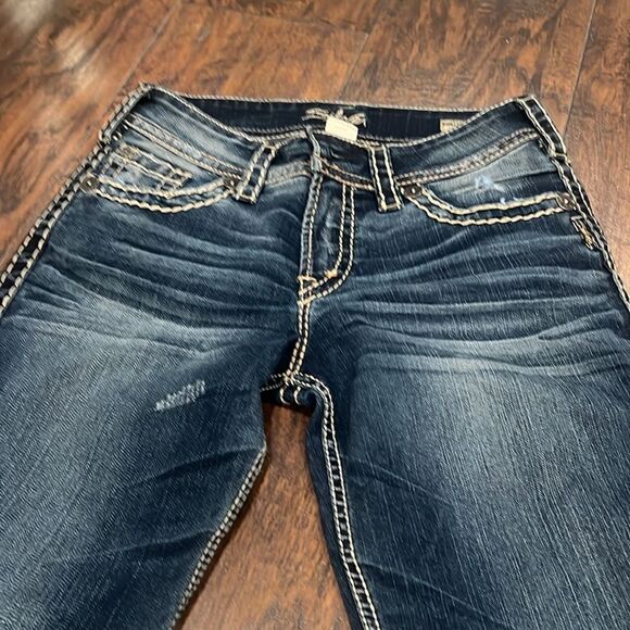 Silver jeans Suki Surplus bootcut jeans size 28/32 chunky  stitch in EUC - Picture 2 of 14